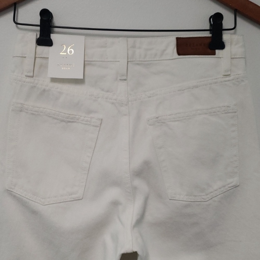 Sezane 1967 ecru denim high rise straight leg pants - Picture 9 of 16